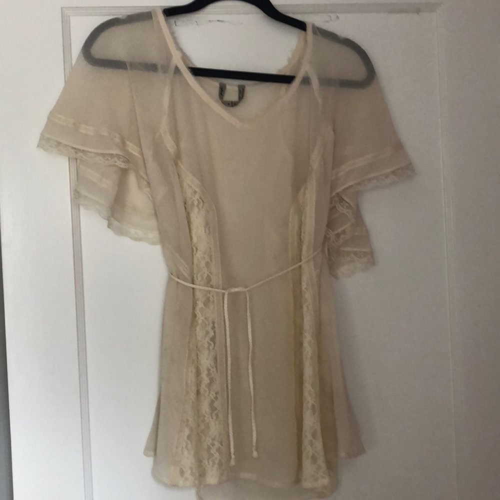 Stunning free people lace tie crepe angel tunic